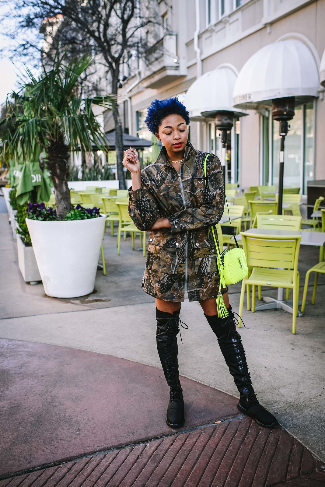 how to style a camouflage dress
