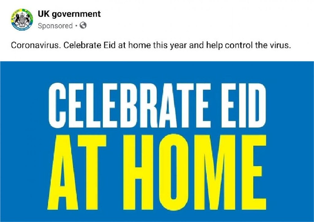 英國政府於開齋節前夕呼籲穆斯林「在家慶祝開齋節」。（圖片來源：英國政府）