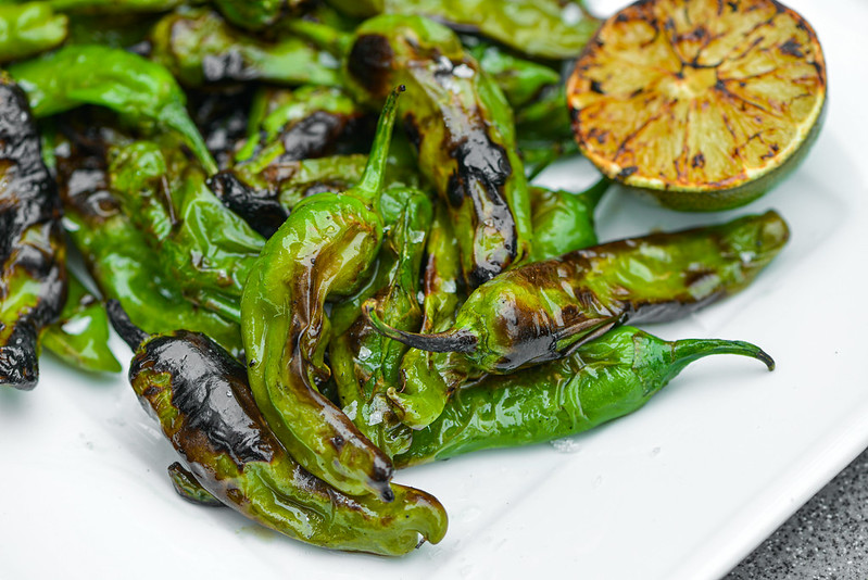 Grilled Shishito Peppers with Lime and Sea Salt