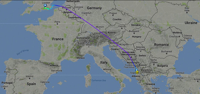 Flight Map ~ London/Tirana