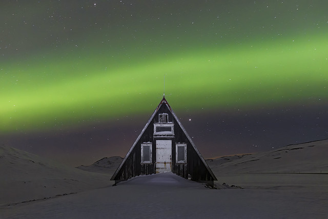 Aurora Borealis Over the Emergency Mountain Hut, Snæfellsnes Peninsula, Iceland