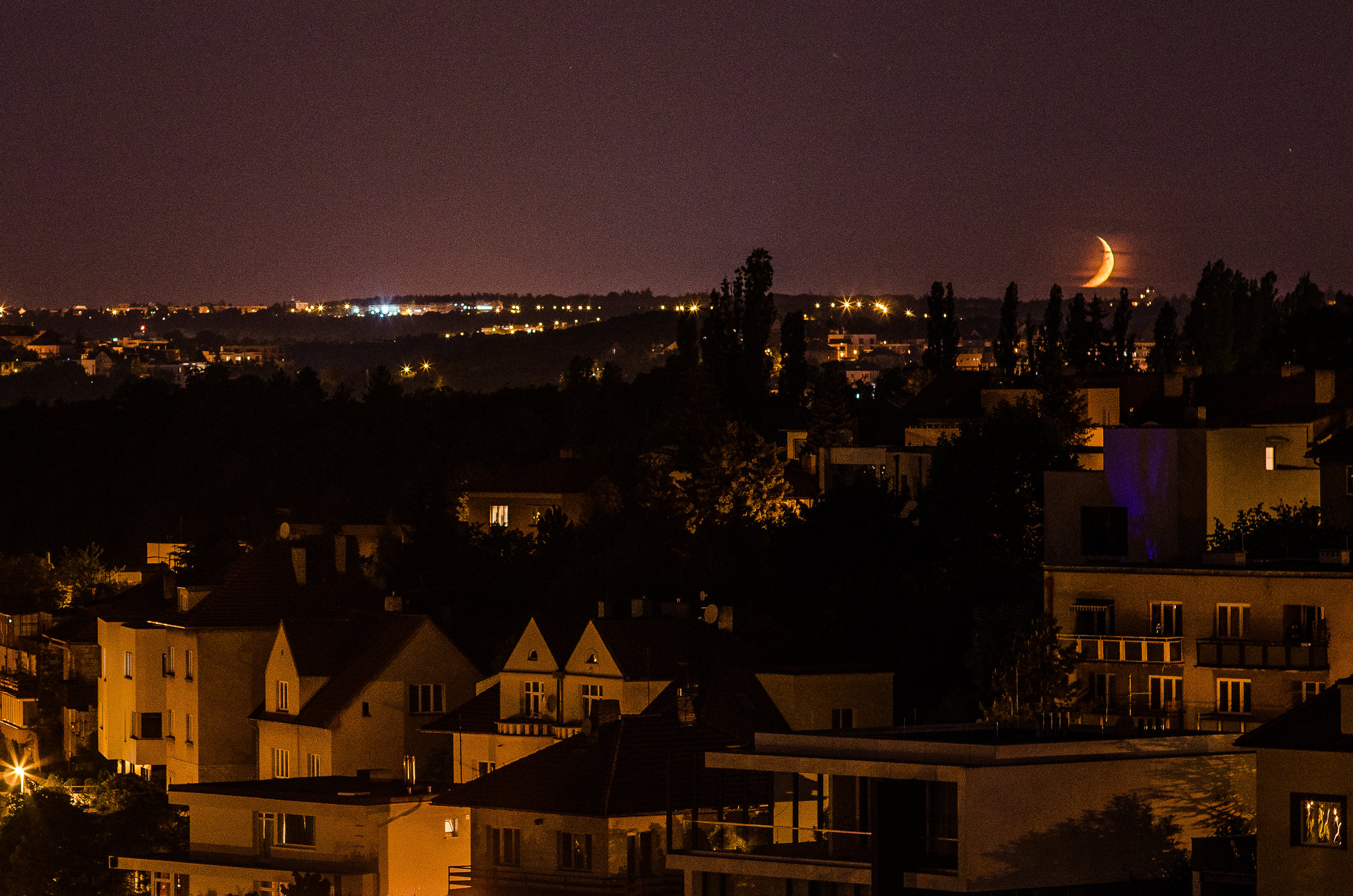 Moonset over Prague