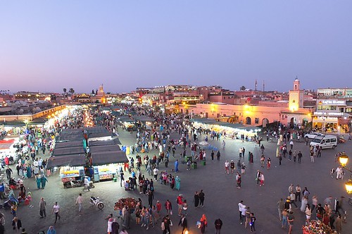 jemaaelfnaamarket jemaaelfnaa market square sunset sundown people place lights evening unescoworldheritagesite marrakesh marrakech morocco northafrica