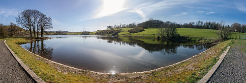 panorama spring eastrenfrewshire glanderstondam neilston scotland landscape walking reservoir glasgow
