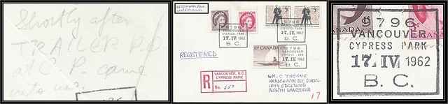 British Columbia / B.C. Postal History / Registered - 17 April 1962 - 9796 VANCOUVER CYPRESS PARK, B.C. (MOON cancel / postmark) to North Vancouver, B.C. (Philatelic Registered Cover)