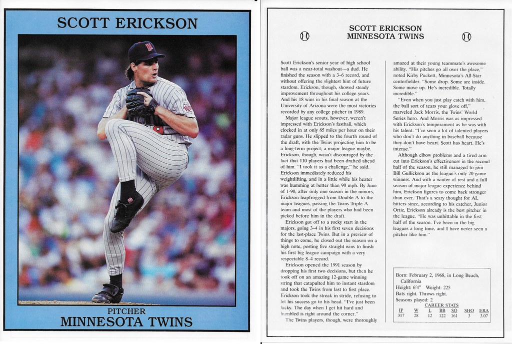 1992 East End Publishing Baseball Superstars Album - Erickson, Scott