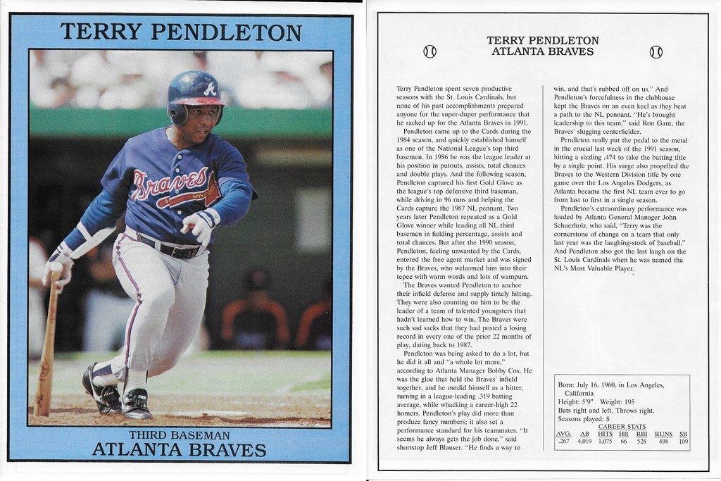 1992 East End Publishing Baseball Superstars Album - Pendleton, Terry