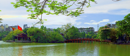 bridge landscape lake temple travel sunlight outdoor wallpaper wide widescreen ultrawide 219 hanoi vietnam hoankiem