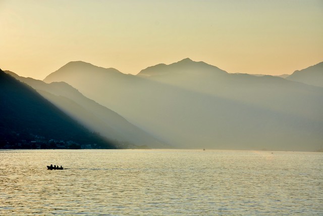 The day draws to a close over Kotor Bay, Montenegro.