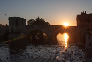 UK, Cambridgeshire - Sunset at St Ives Old Bridge