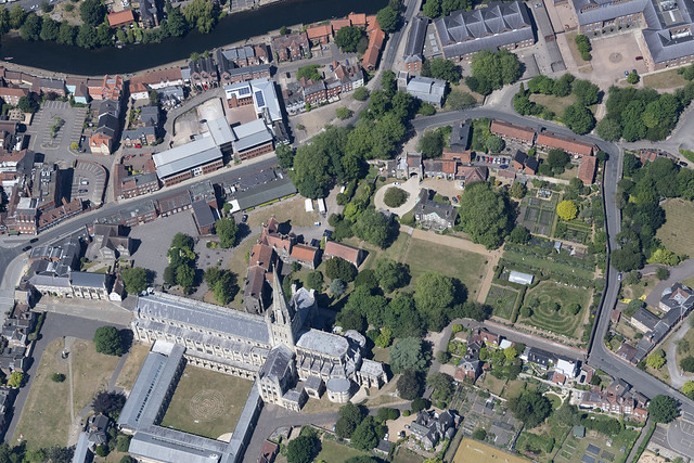 Norwich aerial image - the Bishop's House & Gardens