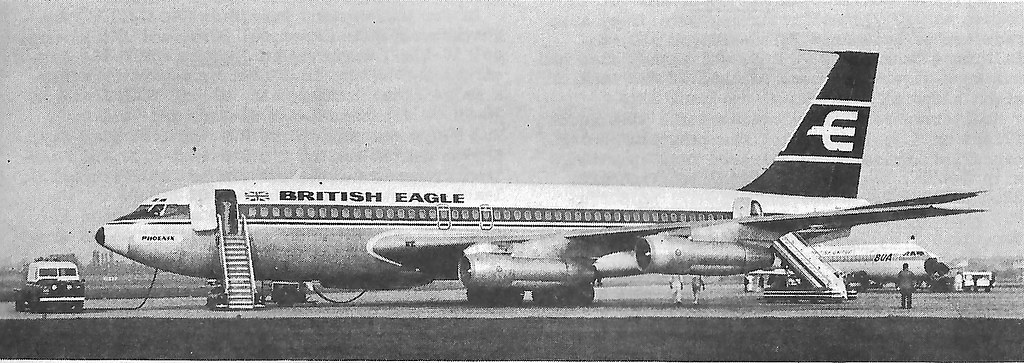 BIRMINGHAM ELMDON 1966/67 BRITISH EAGLE BOEING 707 G-AWDG (Picture by N.Philpott)
