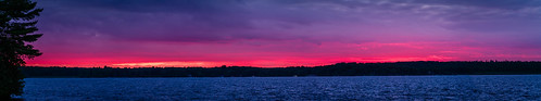 sunset panorama cuddyspinecove ontario canada biggulllake lake water clouds glow