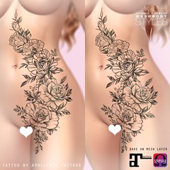 ~APOLLEMIS Tattoos~ Roses & Peonies Belly
