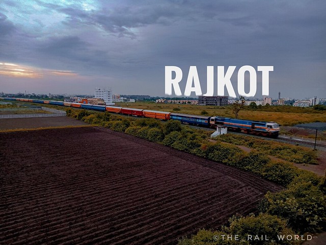 A beautiful evening atmosphere just after rain stopped and legendary 22946 Saurashtra Mail hauled by SBT WDP4D departing Rajkot......                                           ©SEPT, 2019 . . . #Indianrailways #Saurashtramail #Rajkot #Train #Rai