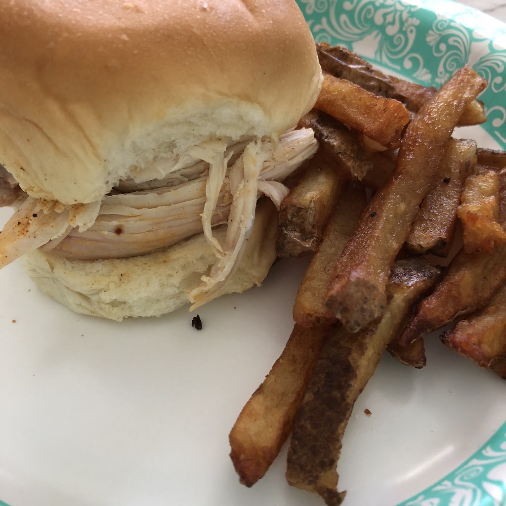 Mini chicken Sandwich and fries from Big Ed’s BBQ