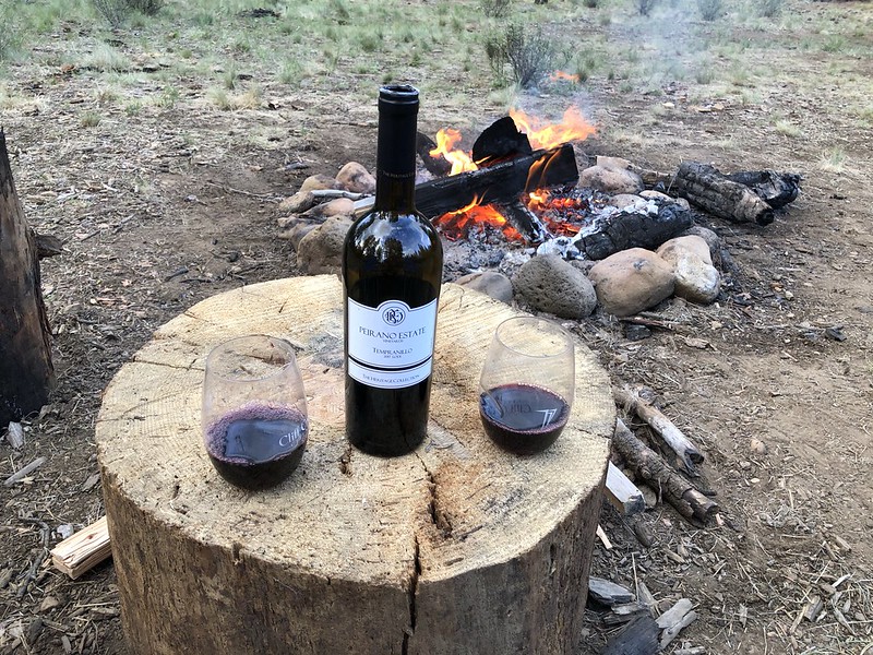Wine and a campfire