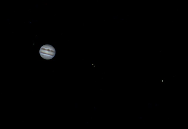 VCSE - A Jupiter és négy holdja 2020. június 6-án hajnali 2 óra NYISZ-kor - Fridrich János Mihály felvétele