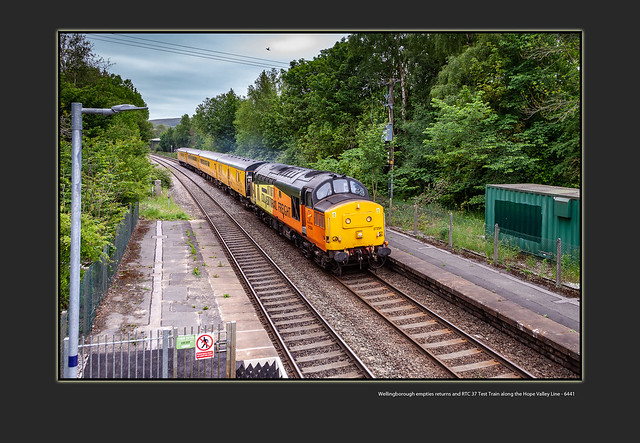 Wellingborough empties returns and RTC 37 Test Train along the Hope Valley Line - 6441