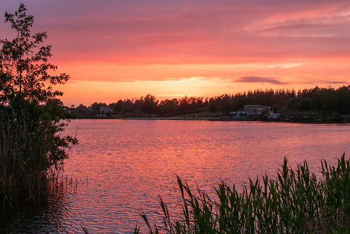 color sunset sky sun cloud water lake long exposure emmen thenetherlands drenthe holland nature nikon nikkor d5600