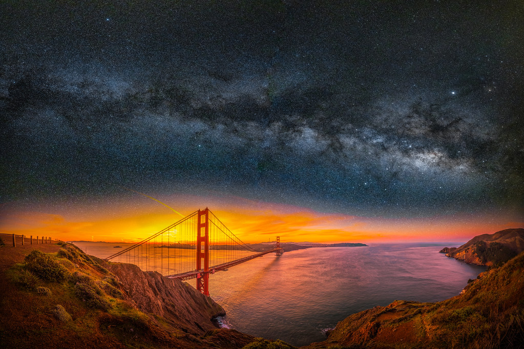 San Francisco Bay Golden Gate Bridge Milky Way Fuji GFX100 Fine Art Landscape Nature Photography! Ocean Art Seascape Elliot McGucken Fuji GFX 100 Medium Format American West 45EPIC 45SURF dx4/dt=ic GFX Venus Laowa 17mm f/1.8 Wide Angle Lens
