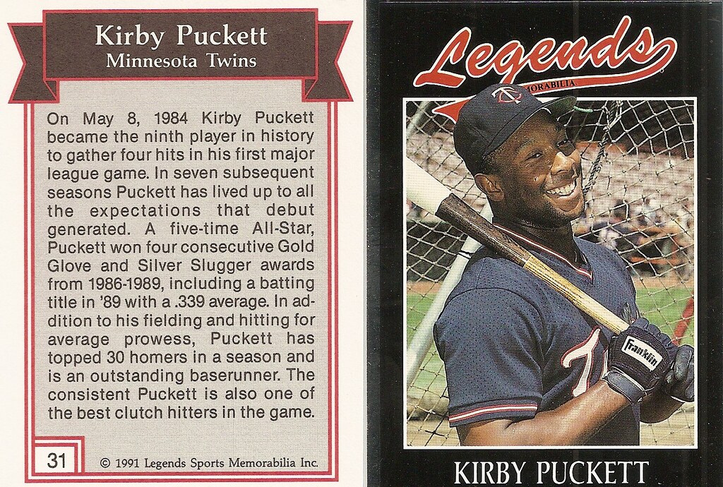 1991 Legends Magazine Insert Silver - Puckett, Kirby