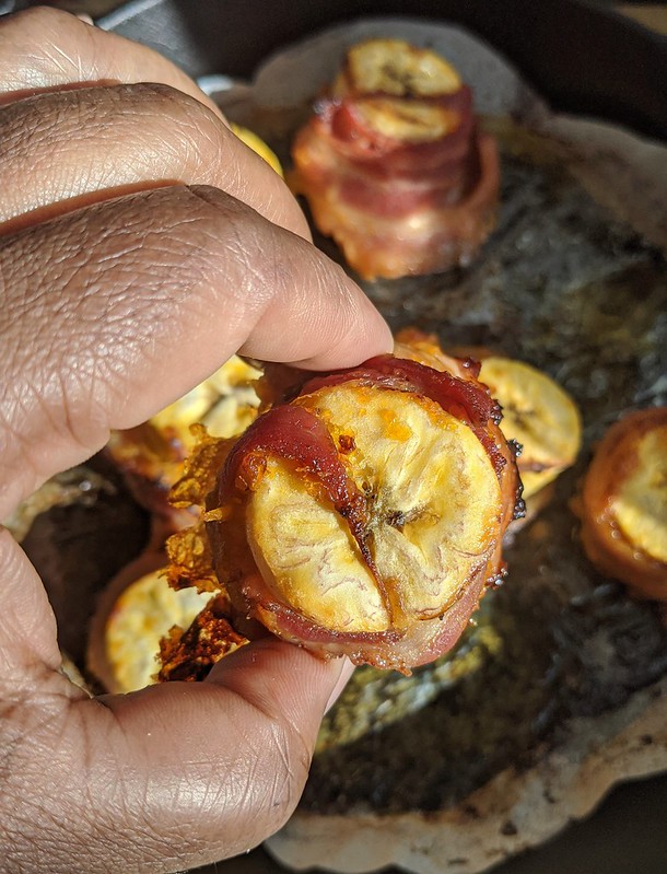 Bacon-wrapped plantains