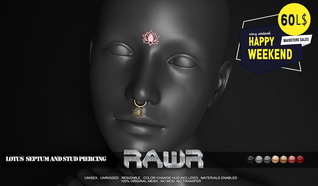 RAWR! Lotus Septum and Stud Piercing HW