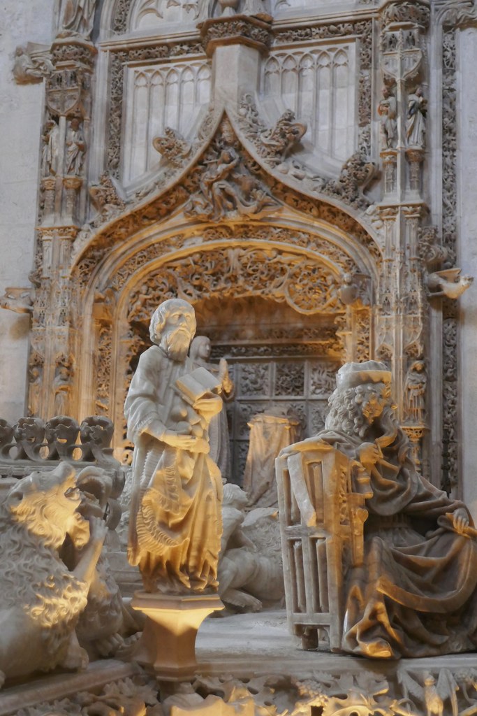 Tombeau du roi Jean II de Castille (1405-1454) et d'Isabelle de Portugal (1428-1496), Gil de Siloé, chartreuse gothique Santa Maria de Miraflores, XVe siècle, Burgos, Castille-Léon, Espagne.