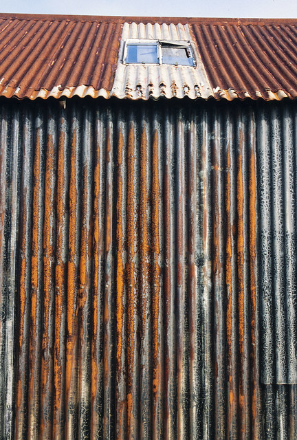Corrugated metal barn, Mull