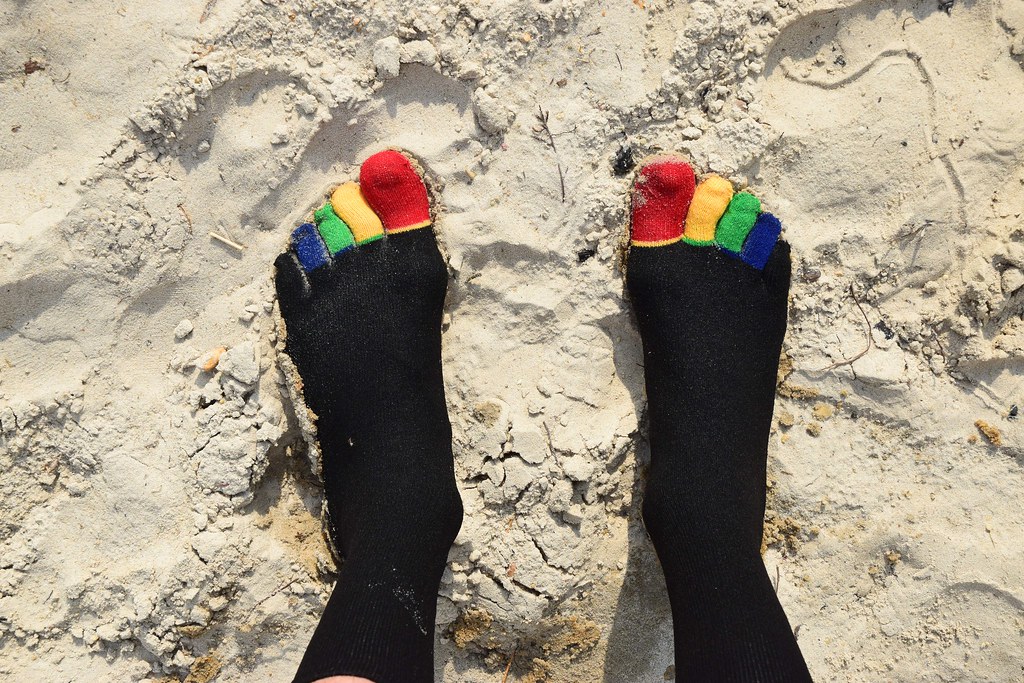 Toe socks in sand 1