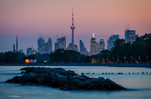 Toronto skyline sunset as seen from the Beaches