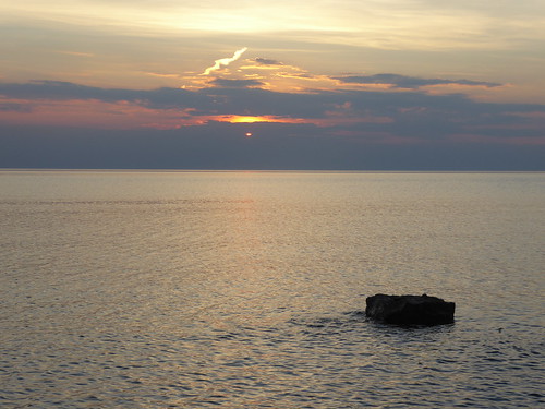 sunset evening lake huron kettlepoint ontario peaceful water sky twilight rock