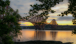 Sunset. Forth bridge Edinburgh Scotland.