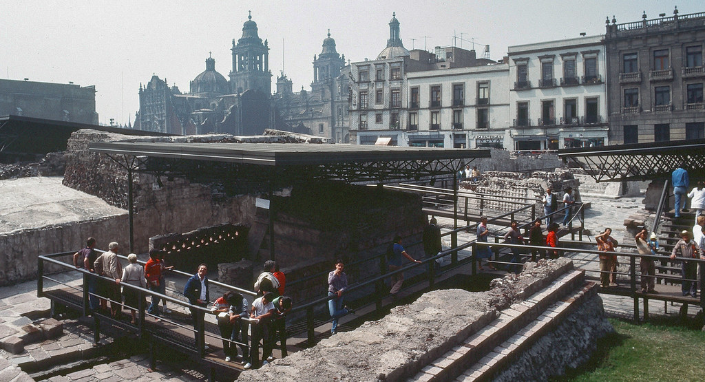 Excavation of Tenochtitlan, the ancient Aztec capital, in the heart of Mexico City
