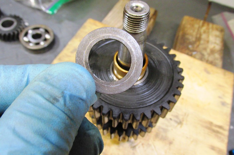 Output Shaft 1st Gear Washer Next To Rear Ball Bearing-Sharp Side Faces Away From 1st Gear
