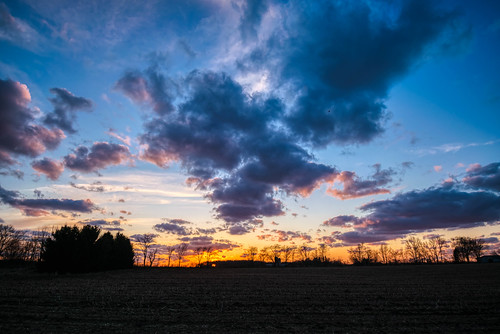 goshen hdr indiana nikon nikond5300 outdoor clouds color colorful evening farm field geotagged outside rural sky sunset tree trees silhouette silhouettes