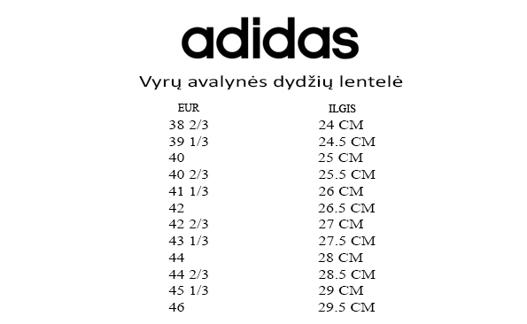 Adidas vyriška dydžių lentelė