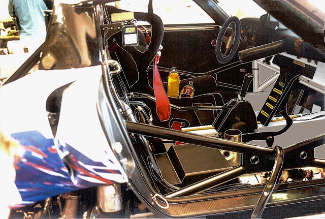 1996 Porsche 993 GT1 002 or 003 car: 03 00 mid Interior Mobile 1 GT1 Cockpit From Passenger Side