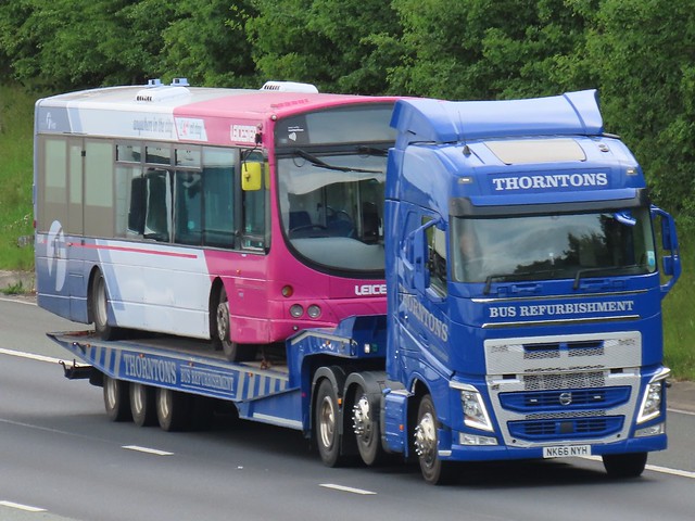 Thorntons Bus Refurbishment, Volvo FH (NK66NYH) On The A1M Northbound