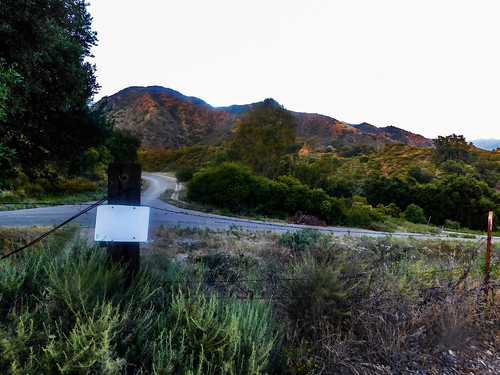 trabucocanyon california photo digital spring dusk santaanamountains mountains fence sign landscape