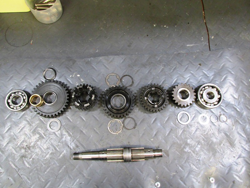 Output Shaft Parts In Order From 1st Gear (Left) to 5th Gear (Right)