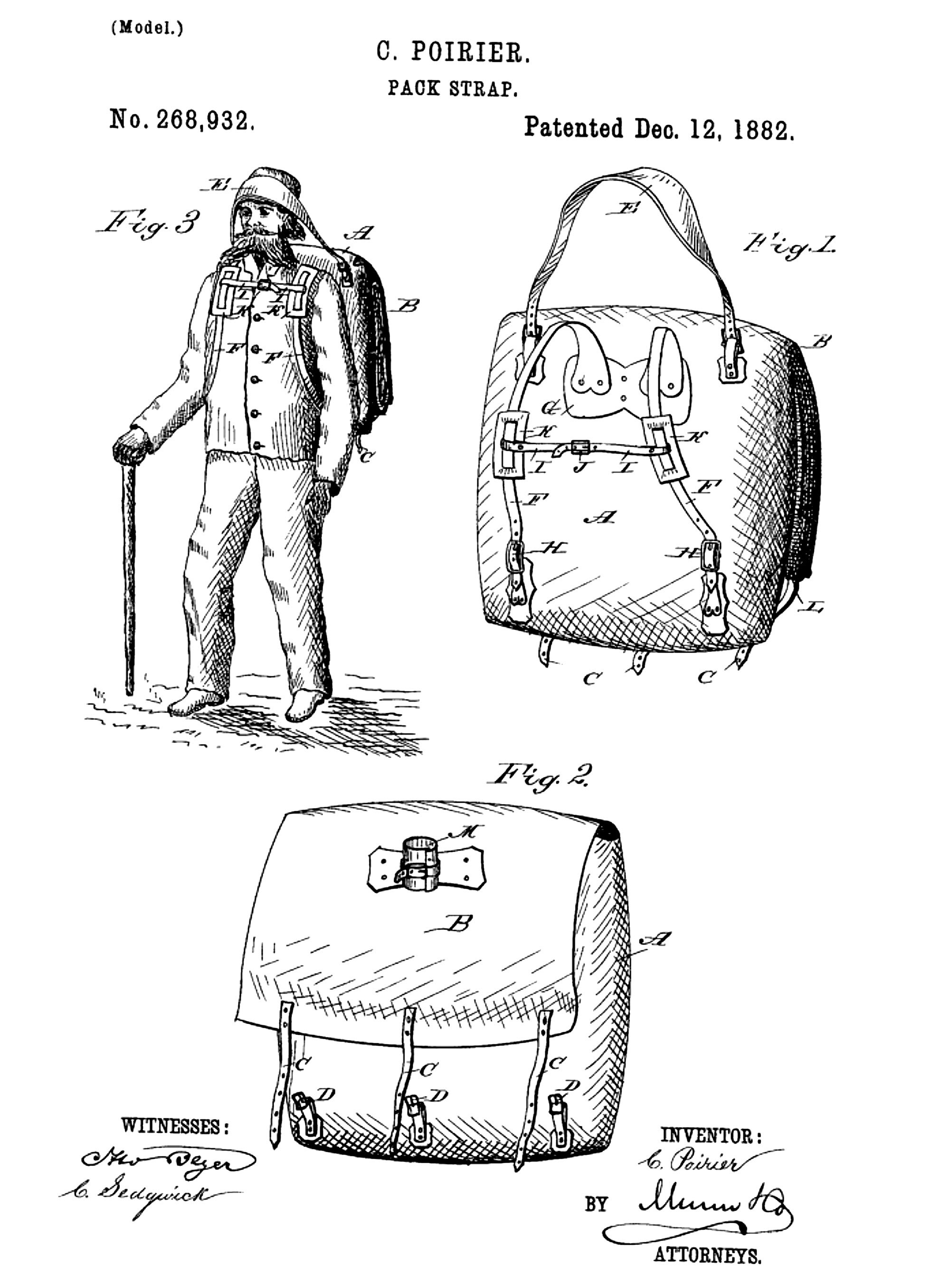 Camille Poirier's Duluth Pack patent drawing.