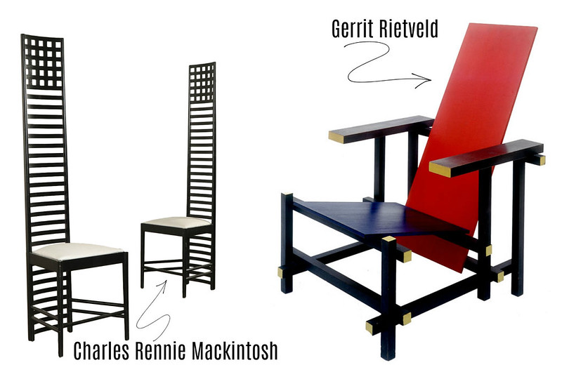 cadeiras Mackintosh x Rietveld