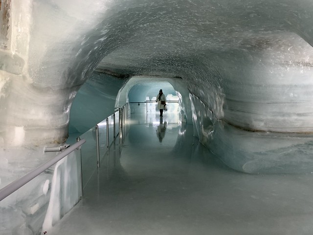 Alone on at the top of the Jungfraufrau ice cave