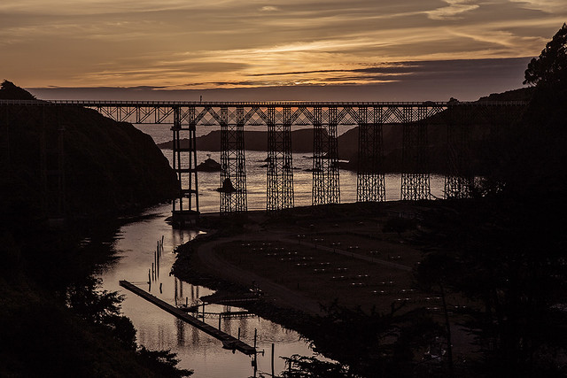 Rita Crane Photography: Golden Sunset Silhouette, Albion River Bridge, Mendocino County