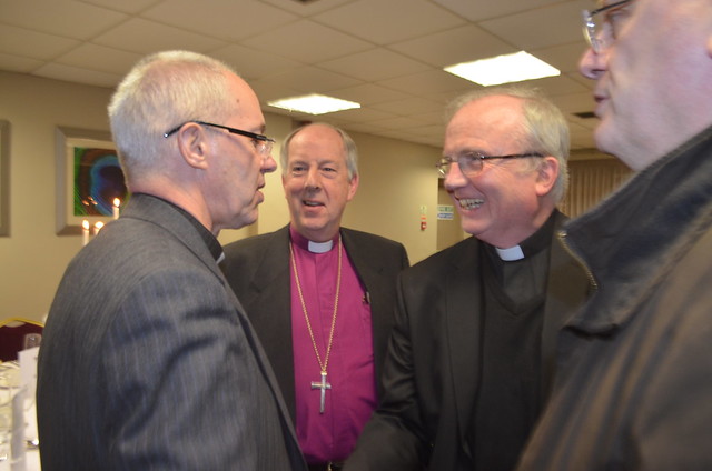 The Archbishop of Canterbury meets the two bishops during a visit to Derry-Londonderry in 2018.