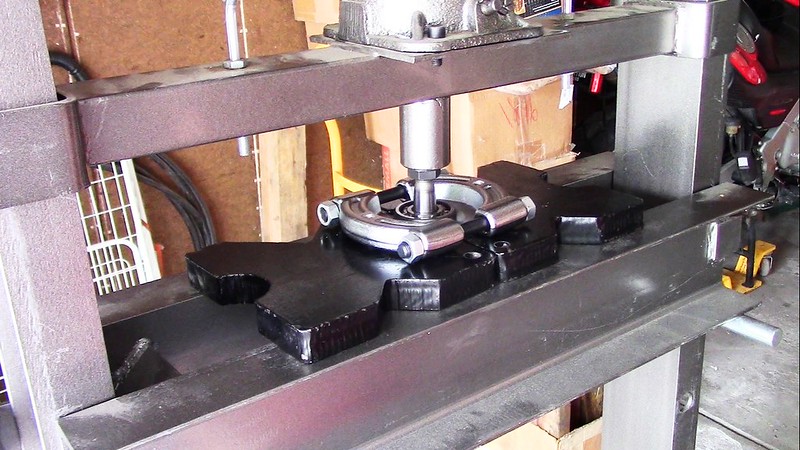 Press Rear Bearing Off Output Shaft with Hydraulic Press
