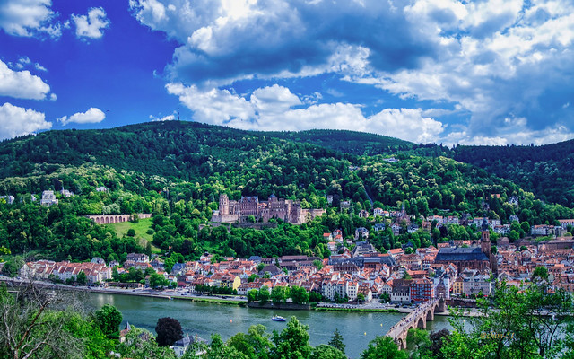 Blick  auf Heidelberg und Schloss