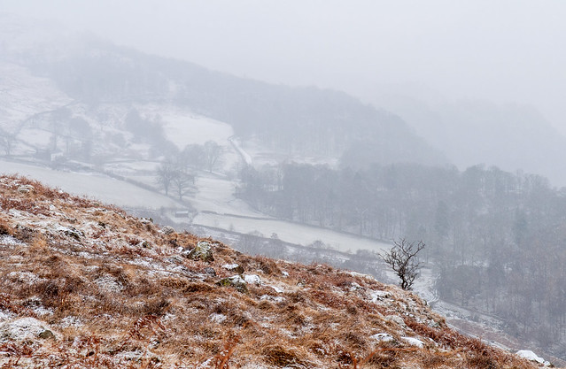 Snowfall on Castlerigg Fell